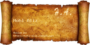 Hohl Aliz névjegykártya